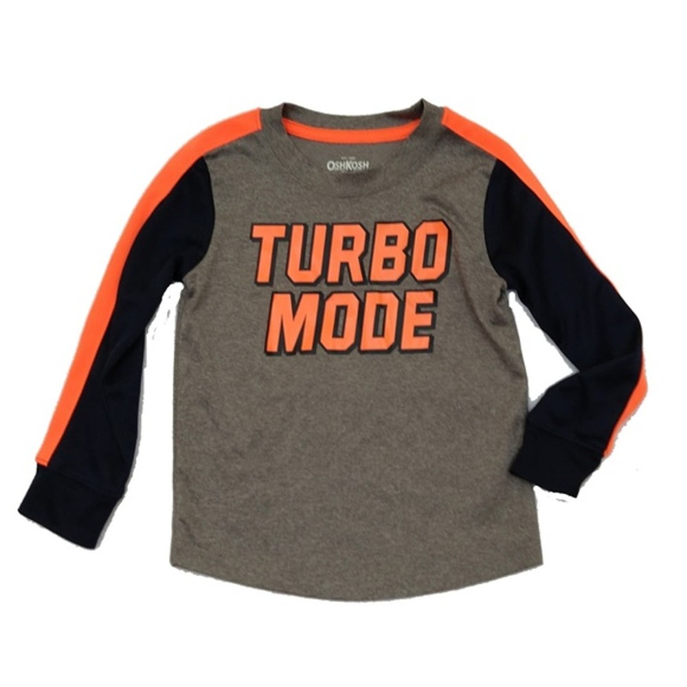 Oshkosh B'gosh Toddler Boy Tee Shirt Size 4T Gray Turbo Mode Long Sleeve